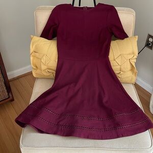 Dress Skater Flare Burgundy Size XS Short Sleeve